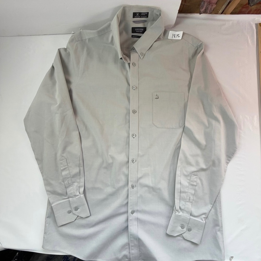 Nordstrom Button Down Shirt Mens XL Tall Gray Smartcare Wrinkle Free Regular Fit